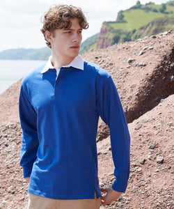 Long sleeve plain rugby shirt | black/white