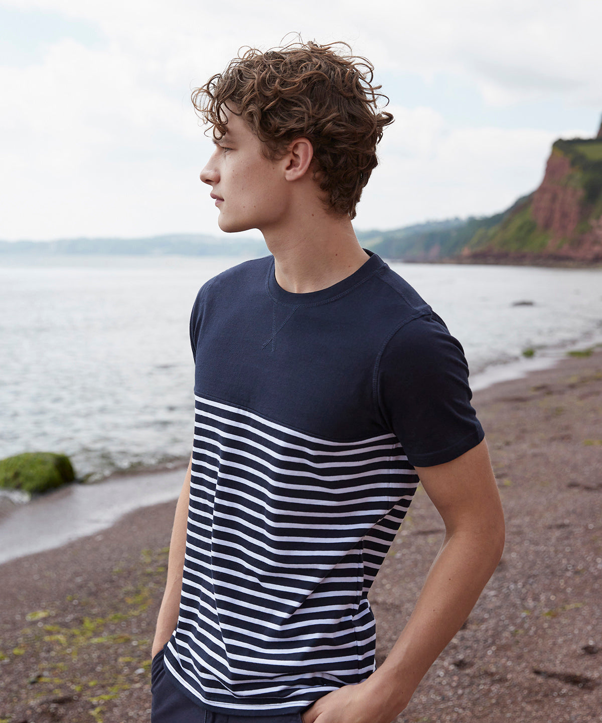 Short-sleeved Breton T | white/navy