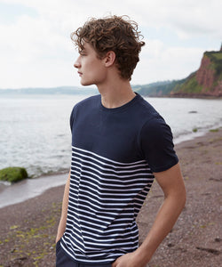 Short-sleeved Breton T | white/navy