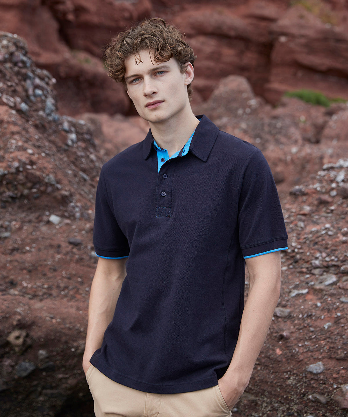 Contrast piqu polo shirt | navy/marine