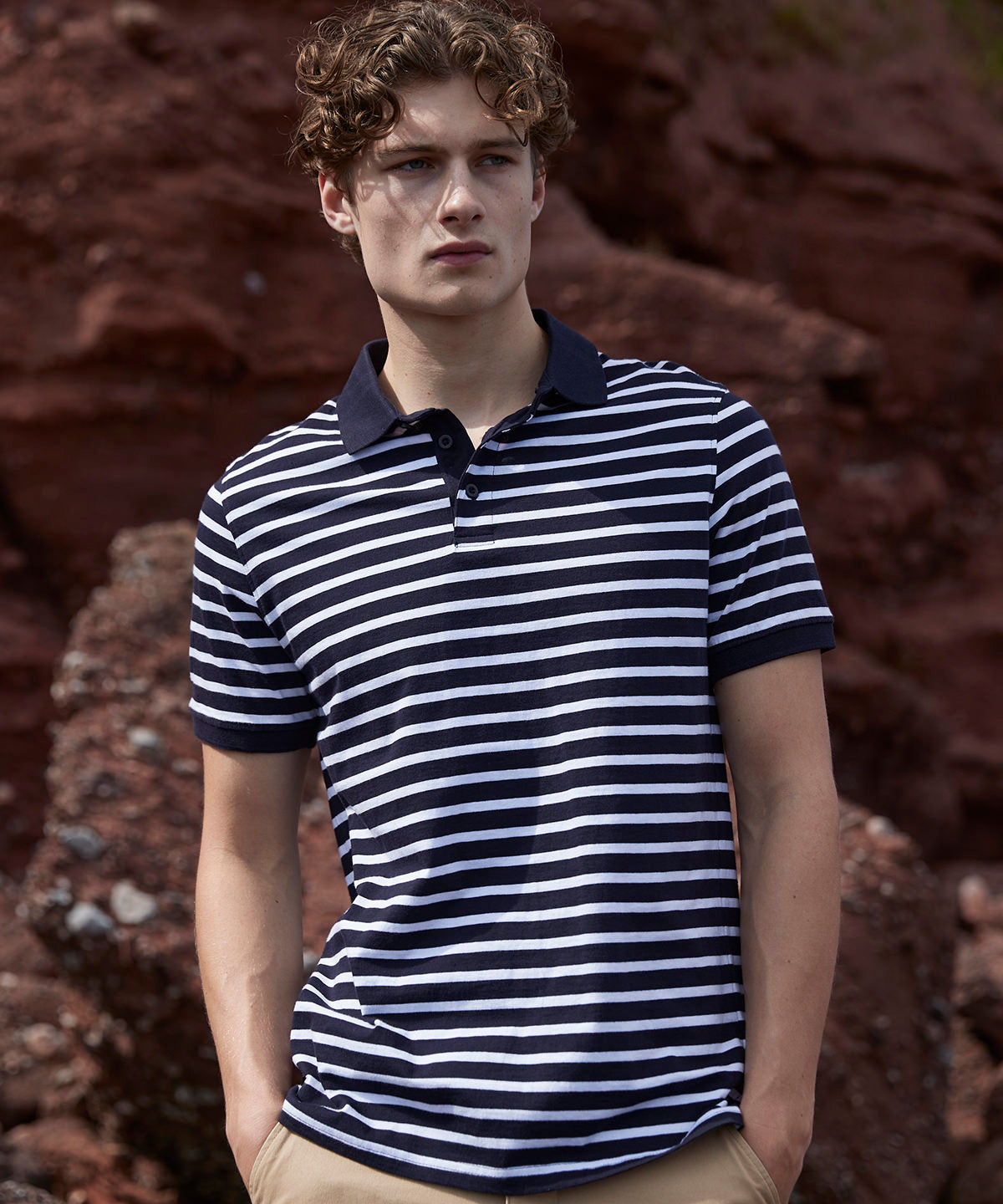 Striped Jersey polo shirt | white/navy