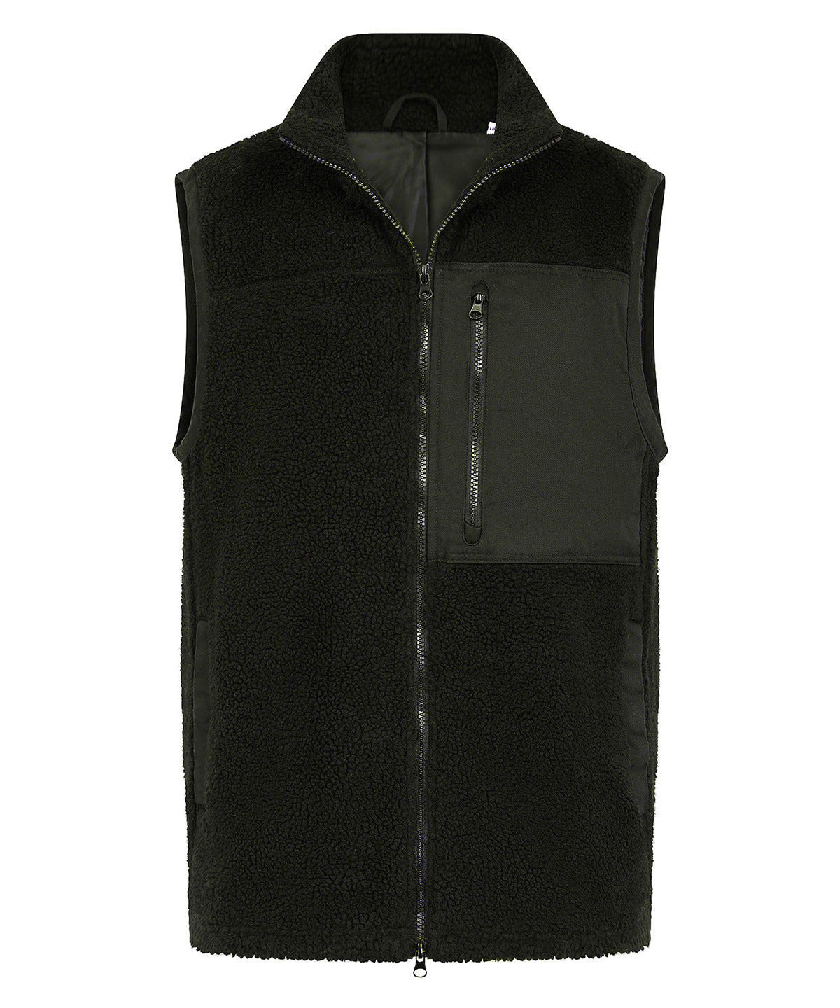 Recycled sherpa gilet | dark olive