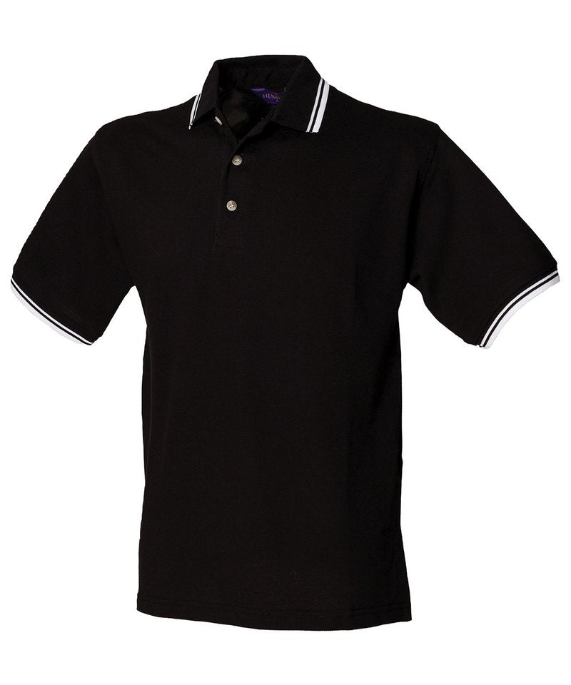 Double tipped collar and cuff polo shirt | Black White tipping