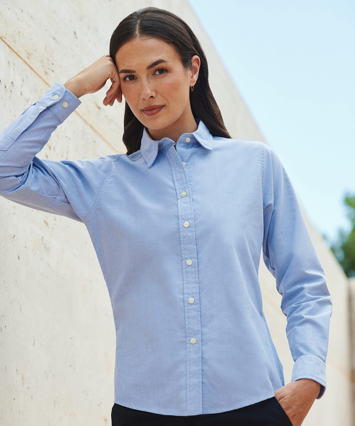 Womens classic long sleeve Oxford shirt | white
