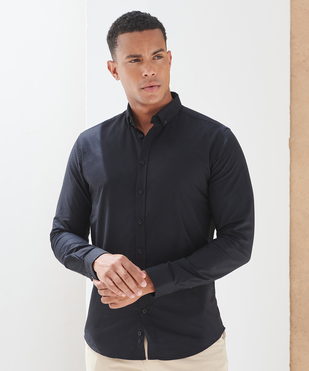 Modern long sleeve Oxford shirt | Black