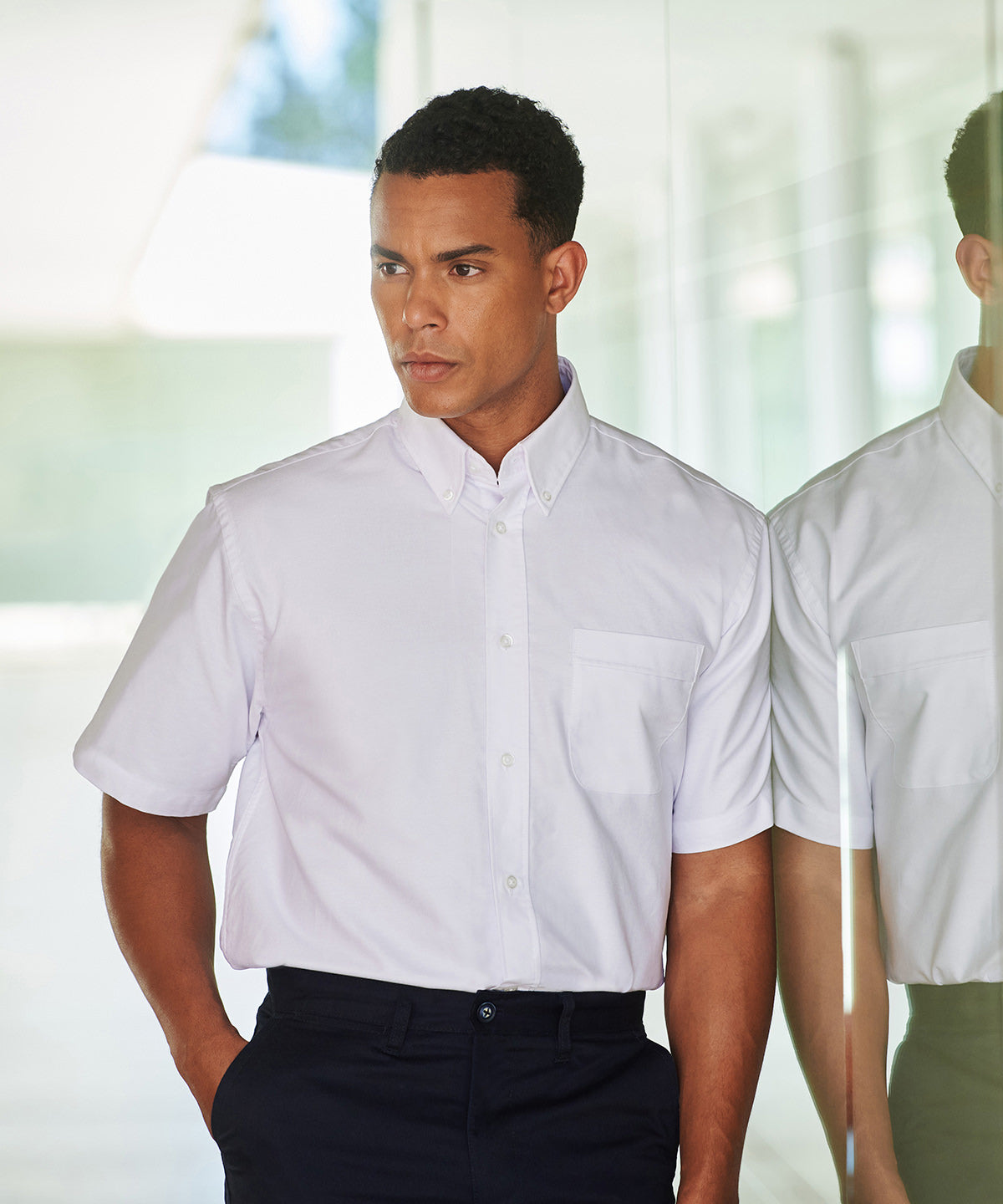 Short sleeve classic Oxford shirt | white