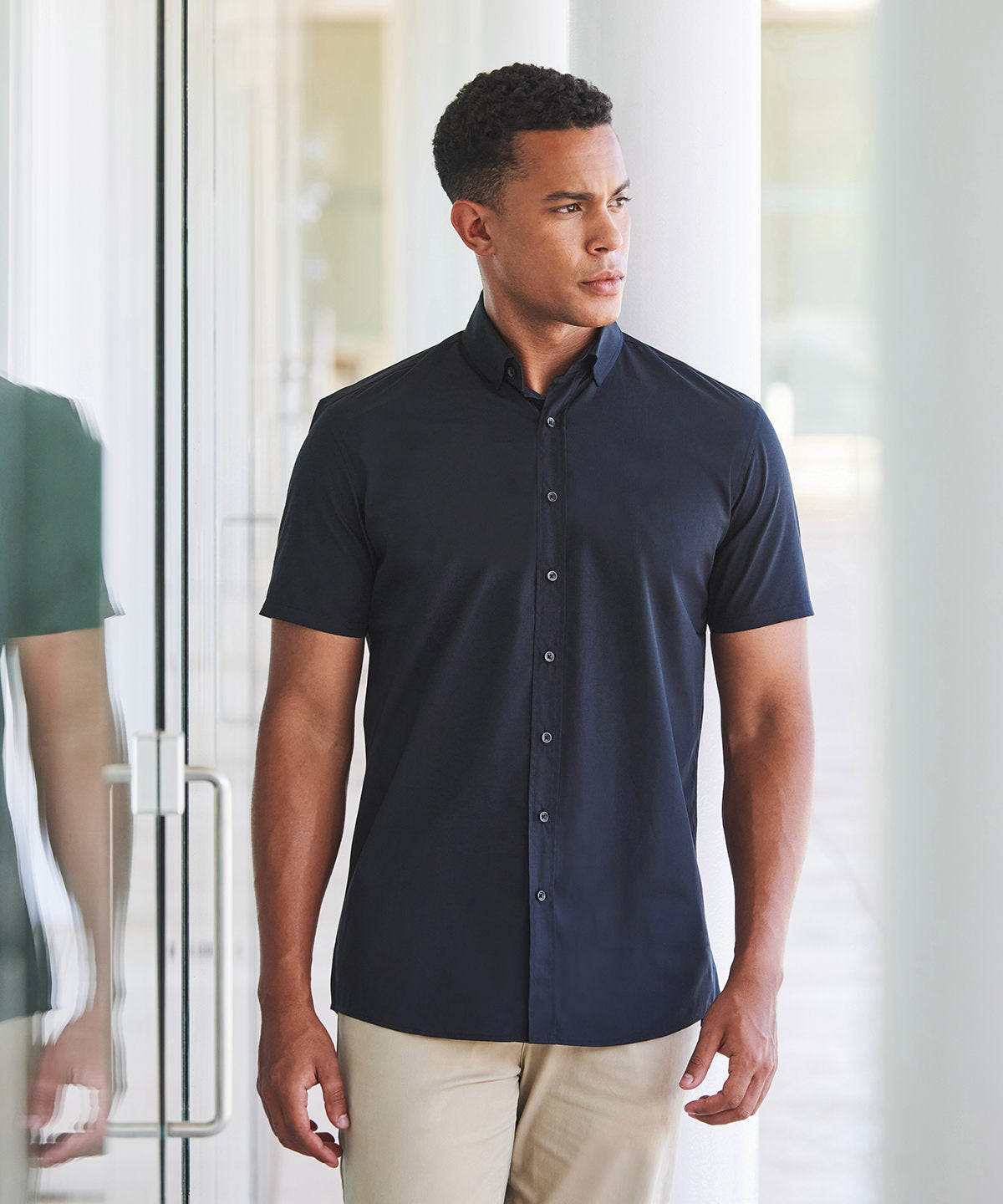 Short sleeve cotton-feel Coolplus® shirt | black