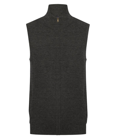 Sleeveless zip-through jumper | grey marl