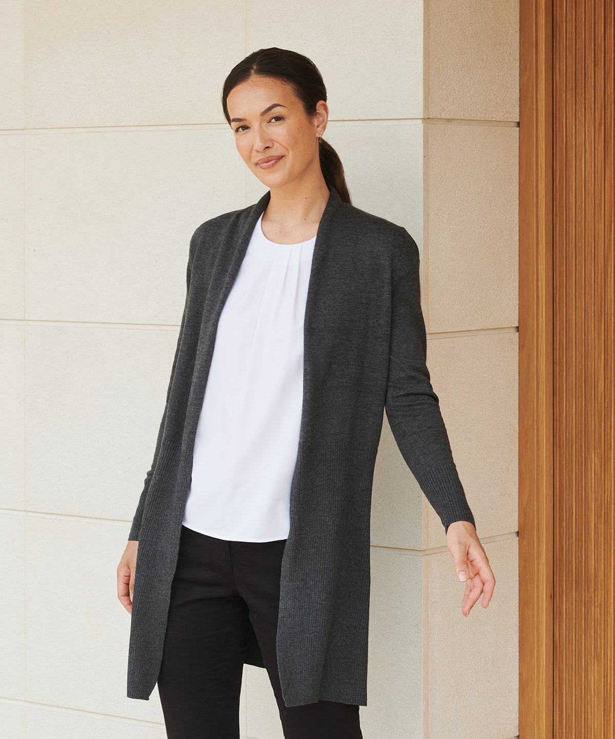 Womens longline open cardigan | black
