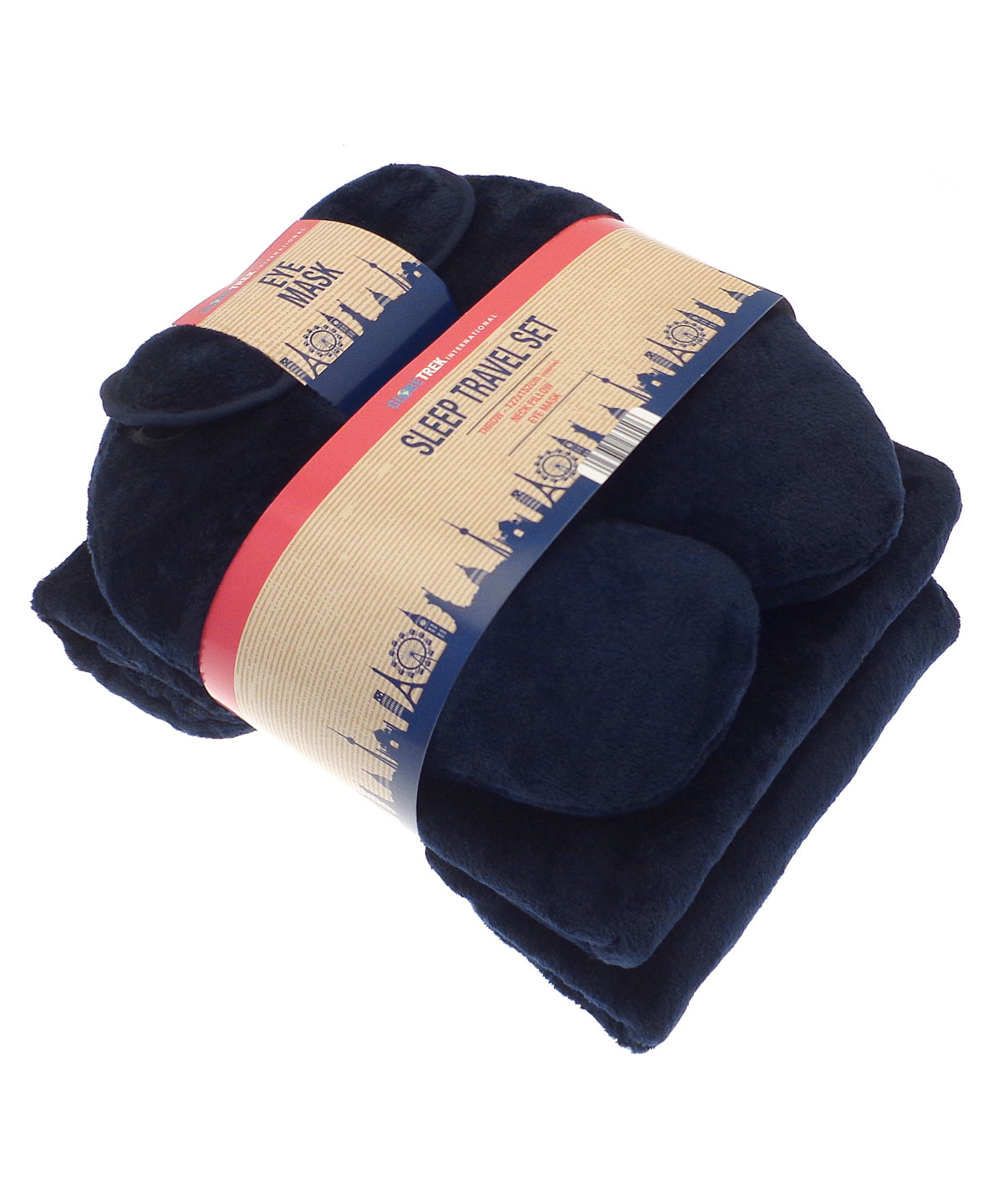 Travel set (neck pillow eye mask and fleece blanket) | navy