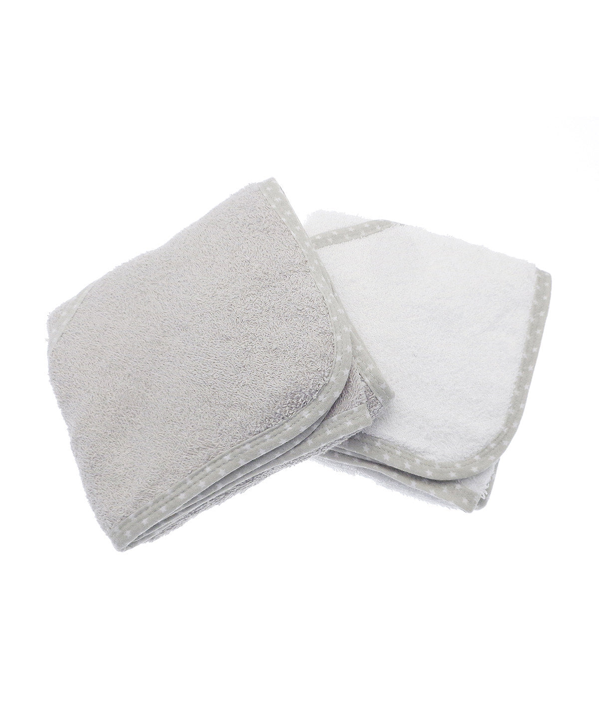 Baby hooded towel (2-pack) | white/grey