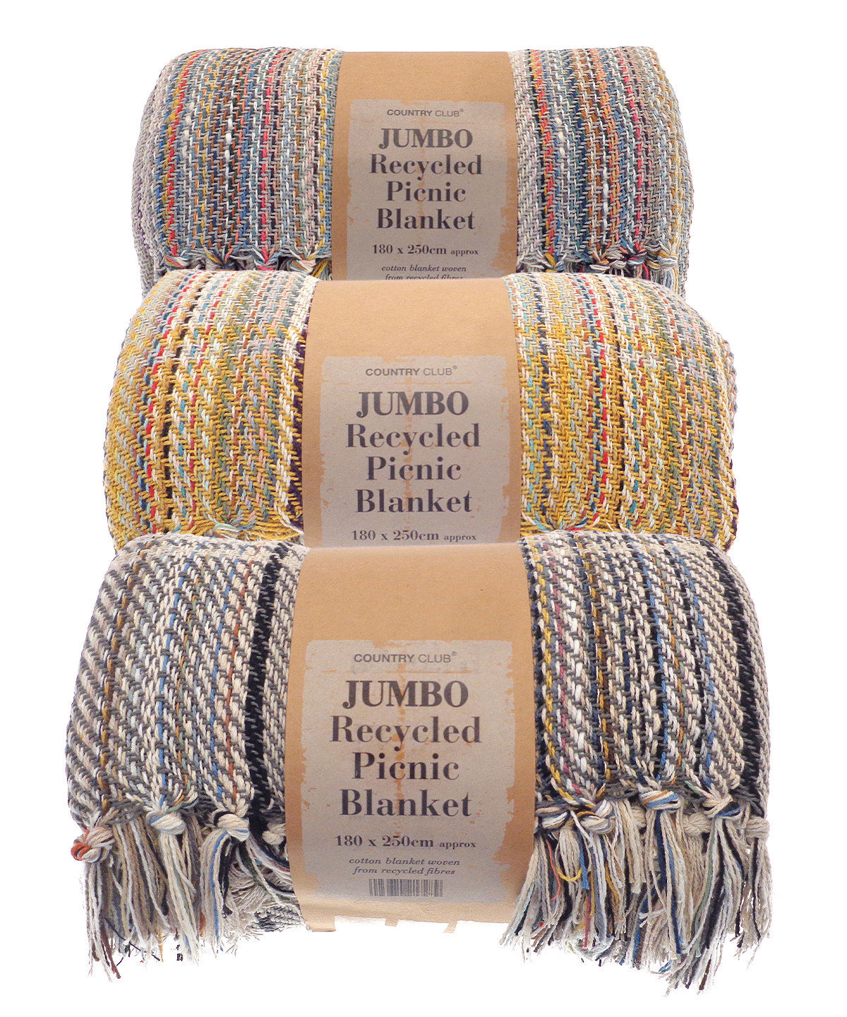 Jumbo recycled picnic blanket | mixed fabric colour