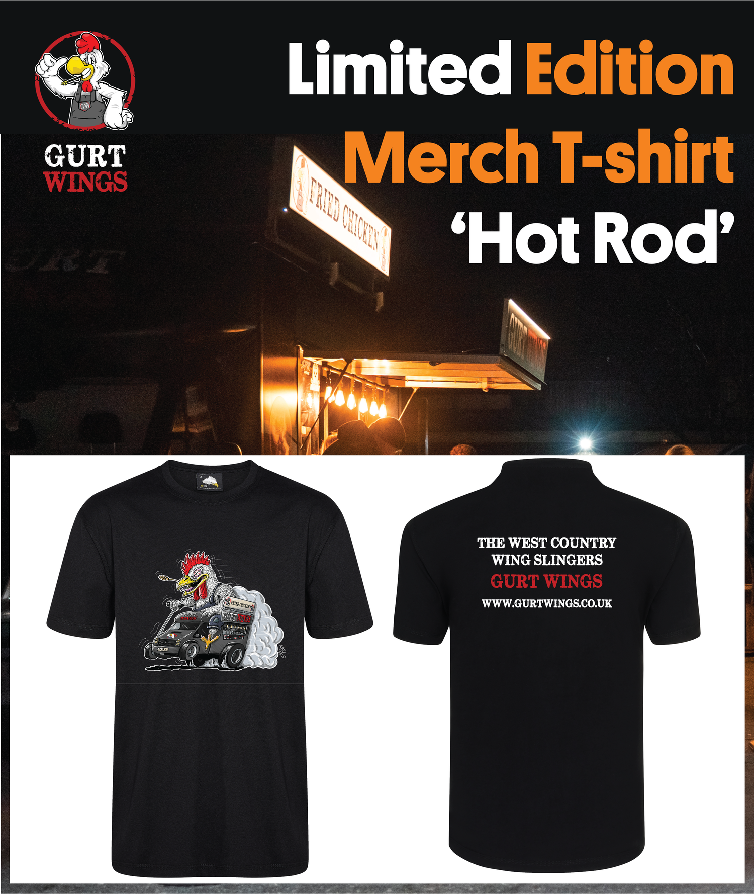 Gurt Wings - 'Limited Edition' Merch T-Shirt - Hot Rod