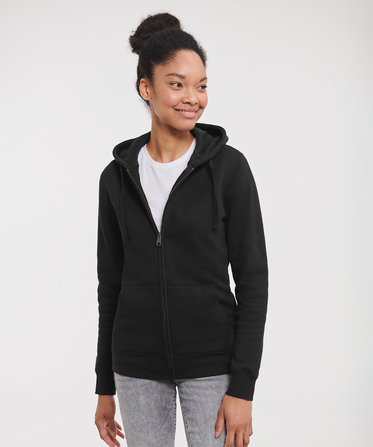 Womens authentic zipped hooded sweatshirt | black