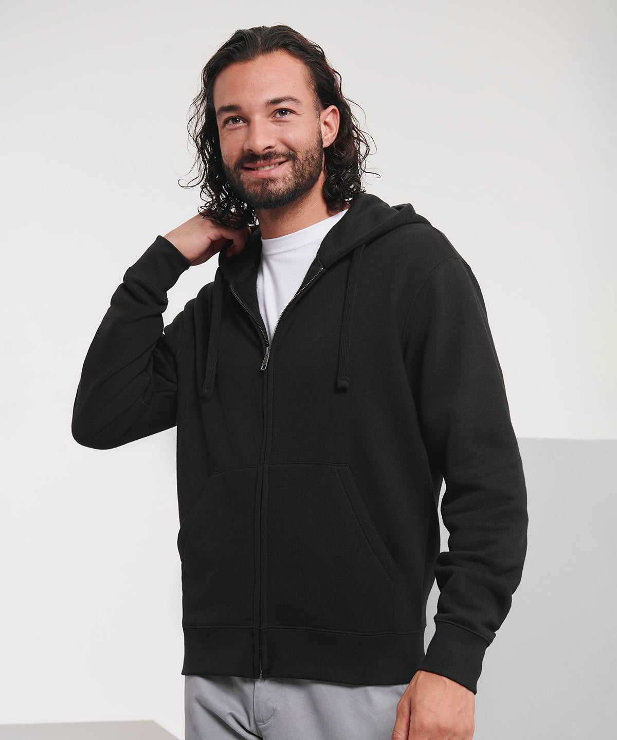 Authentic zipped hooded sweat | black