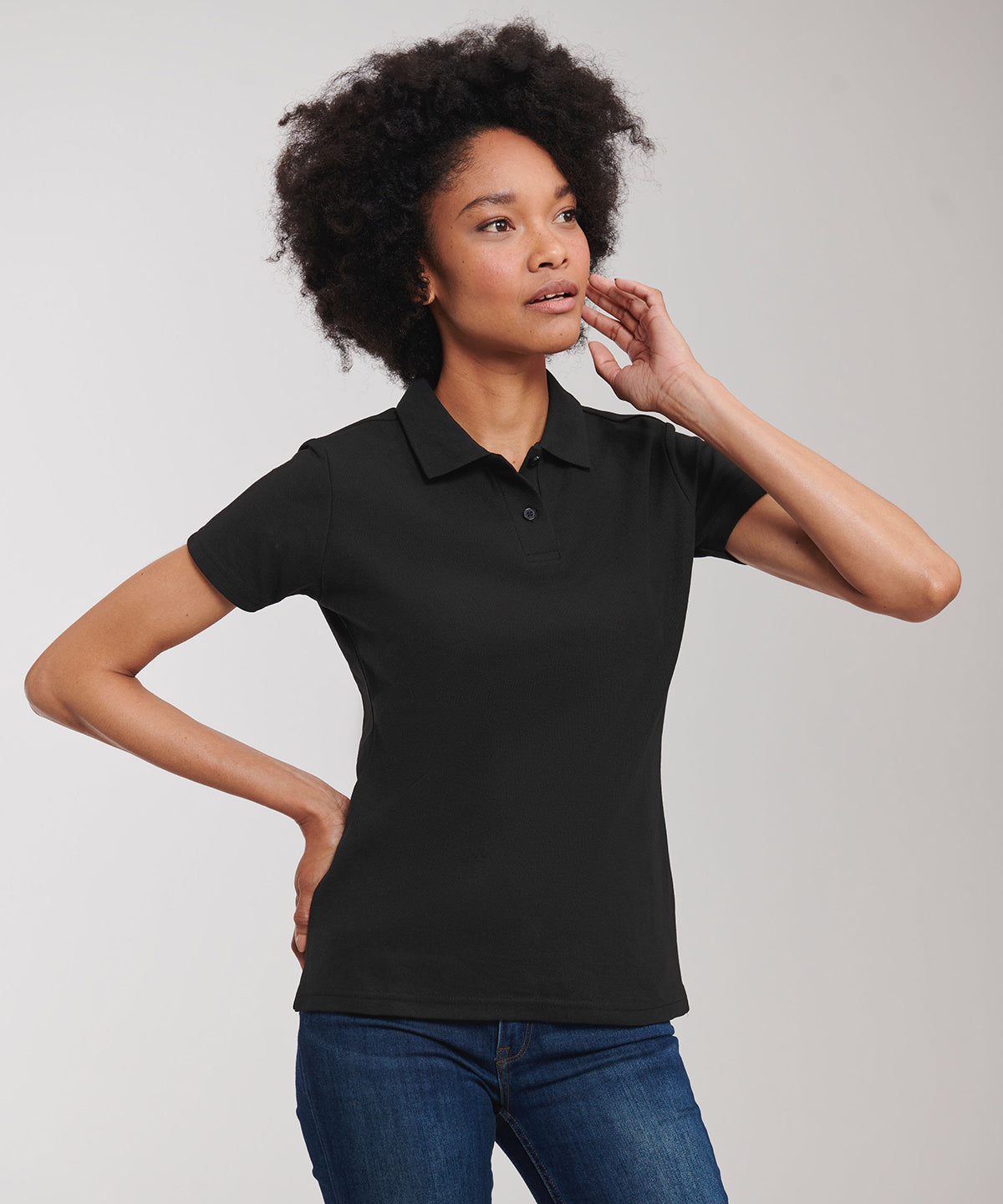 Womens classic polycotton polo | black
