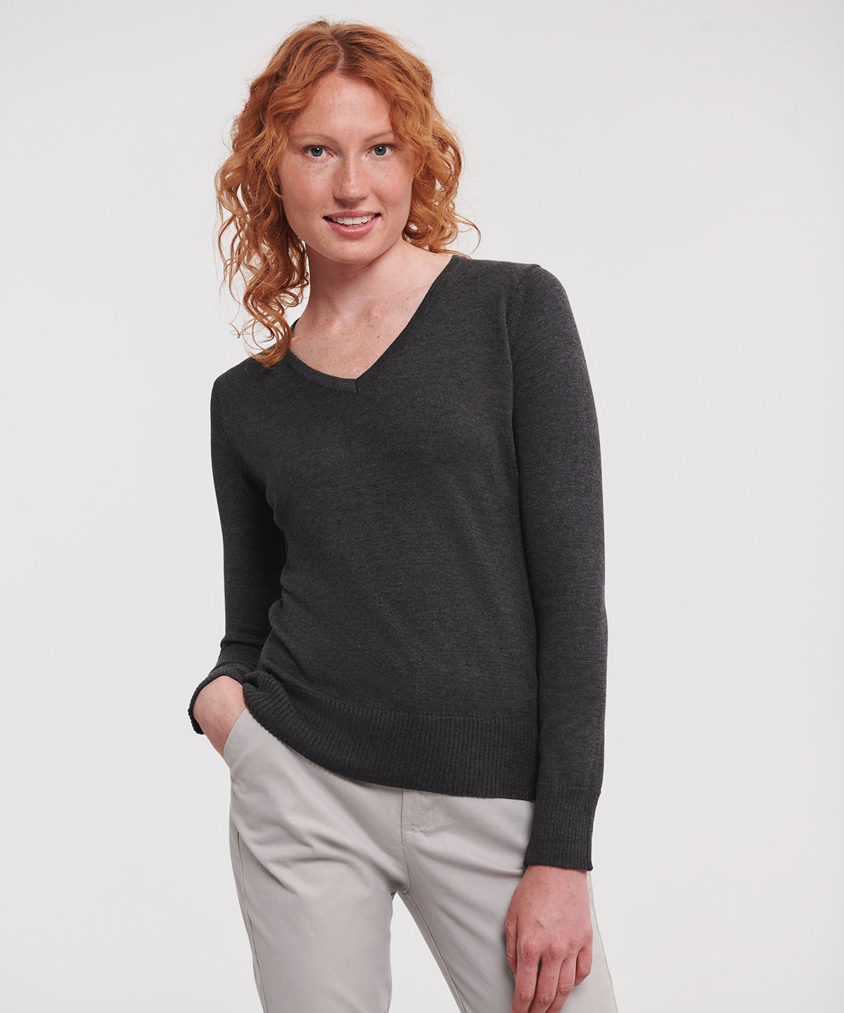 Womens v-neck knitted sweater | black