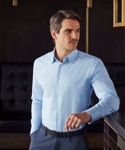 Long sleeve easycare tailored Oxford shirt | Black