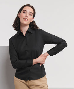 Womens long sleeve easycare Oxford shirt | black