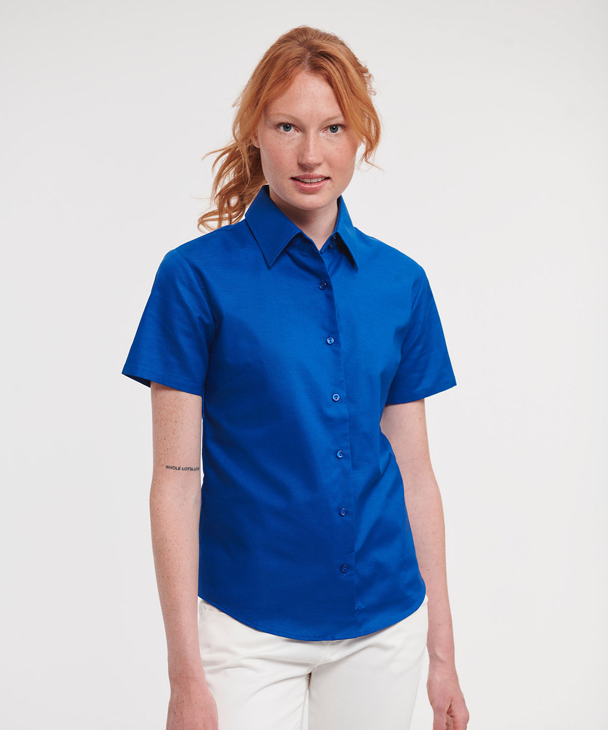 Womens short sleeve Oxford shirt | Bright Navy