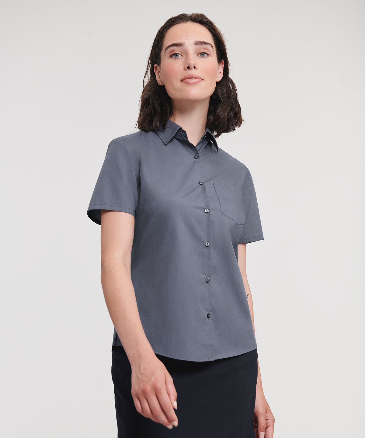 Womens short sleeve polycotton easycare poplin shirt | Bright Royal