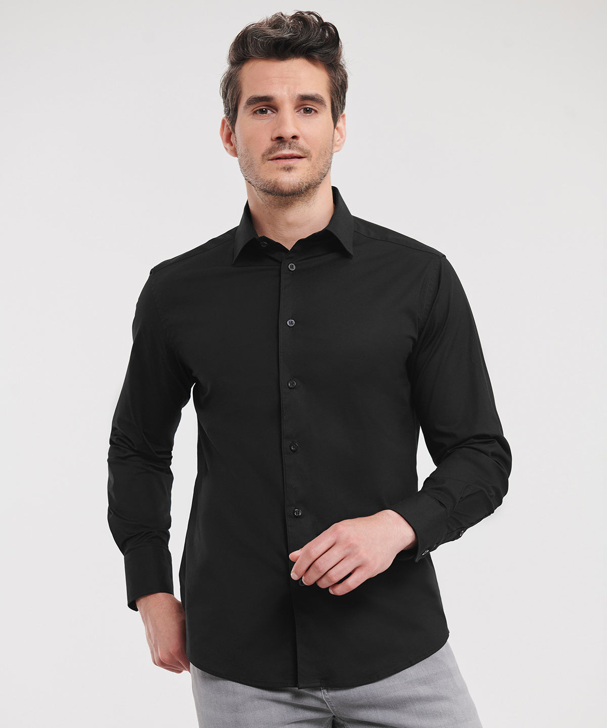 Long sleeve easycare fitted shirt | black