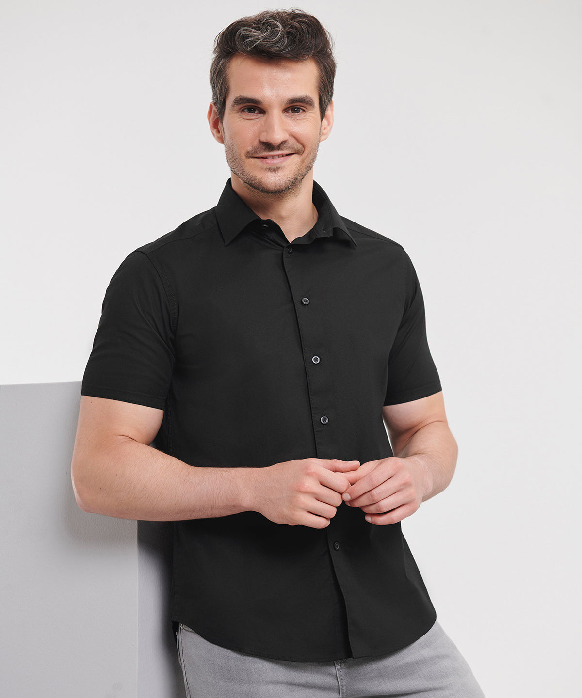 Short sleeve easycare fitted shirt | black