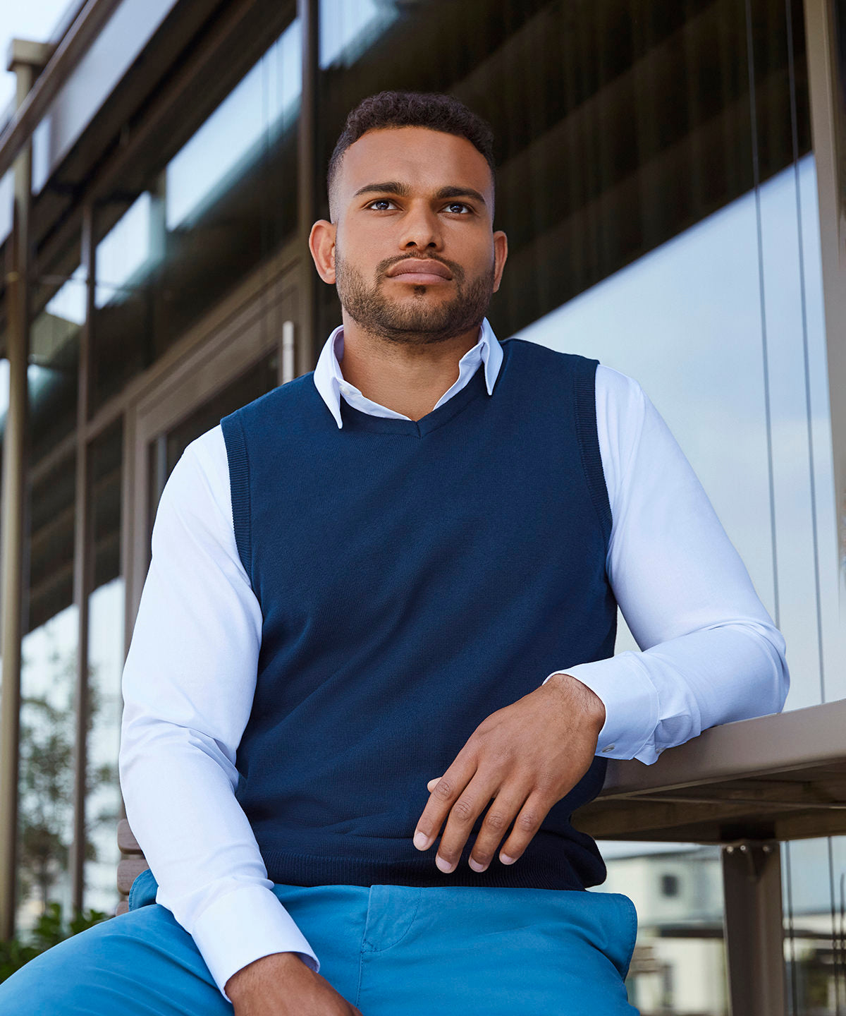 Long sleeve herringbone shirt | White