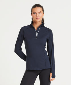 Womens Cool Flex long half-zip top | jet black