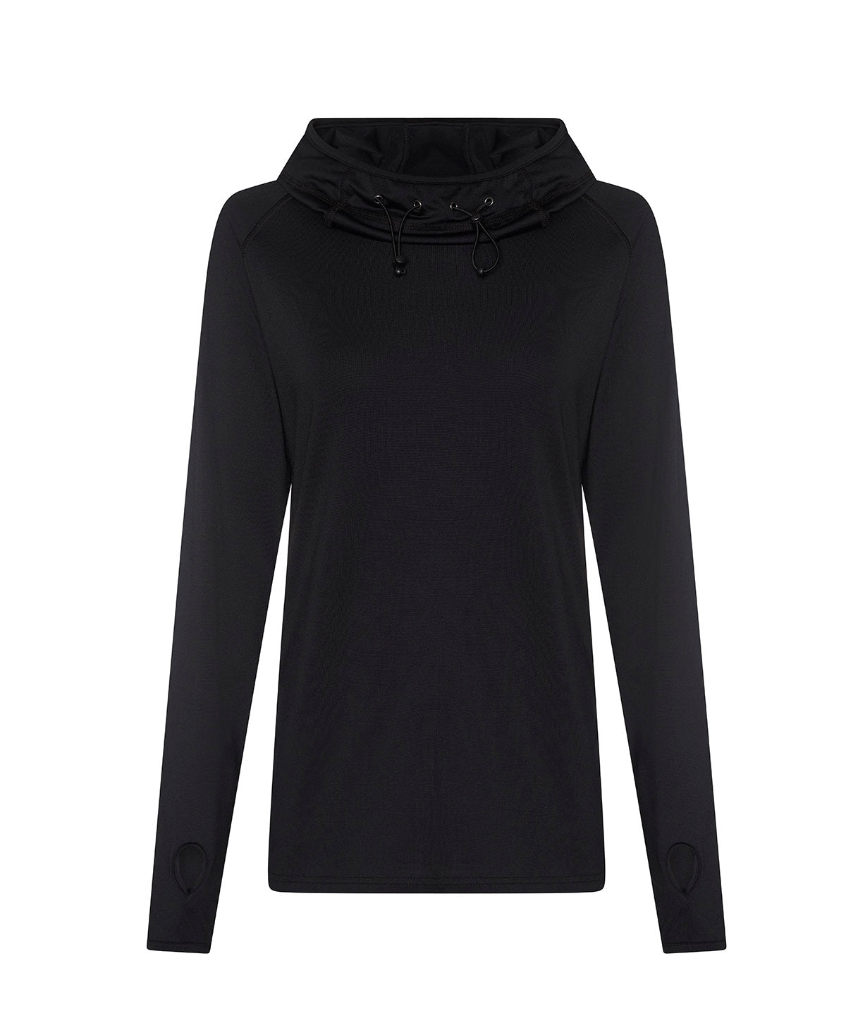 Womens cool cowl neck top | jet black