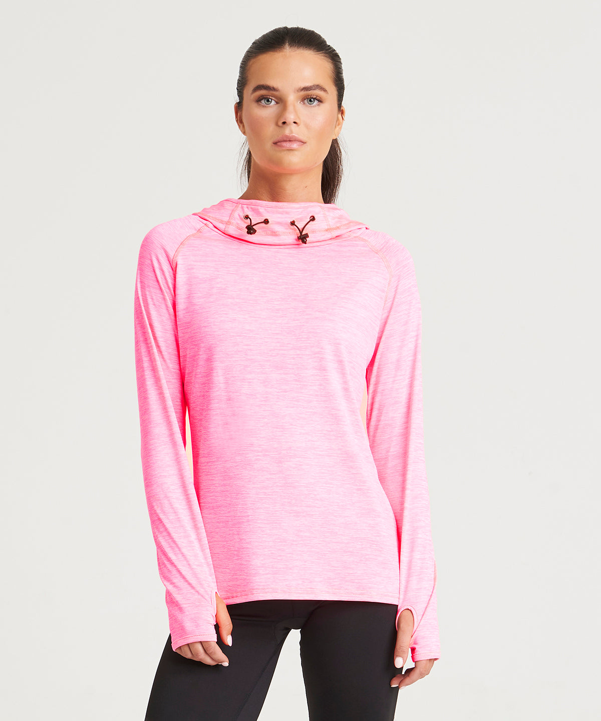 Womens cool cowl neck top | black slate melange