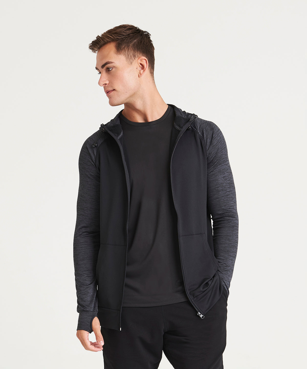 Cool contrast zoodie | black/black slate melange
