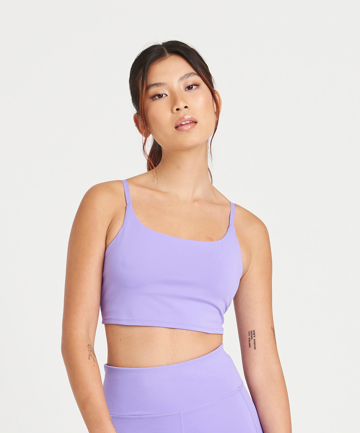 Womens recycled tech sports bra | digital lavender