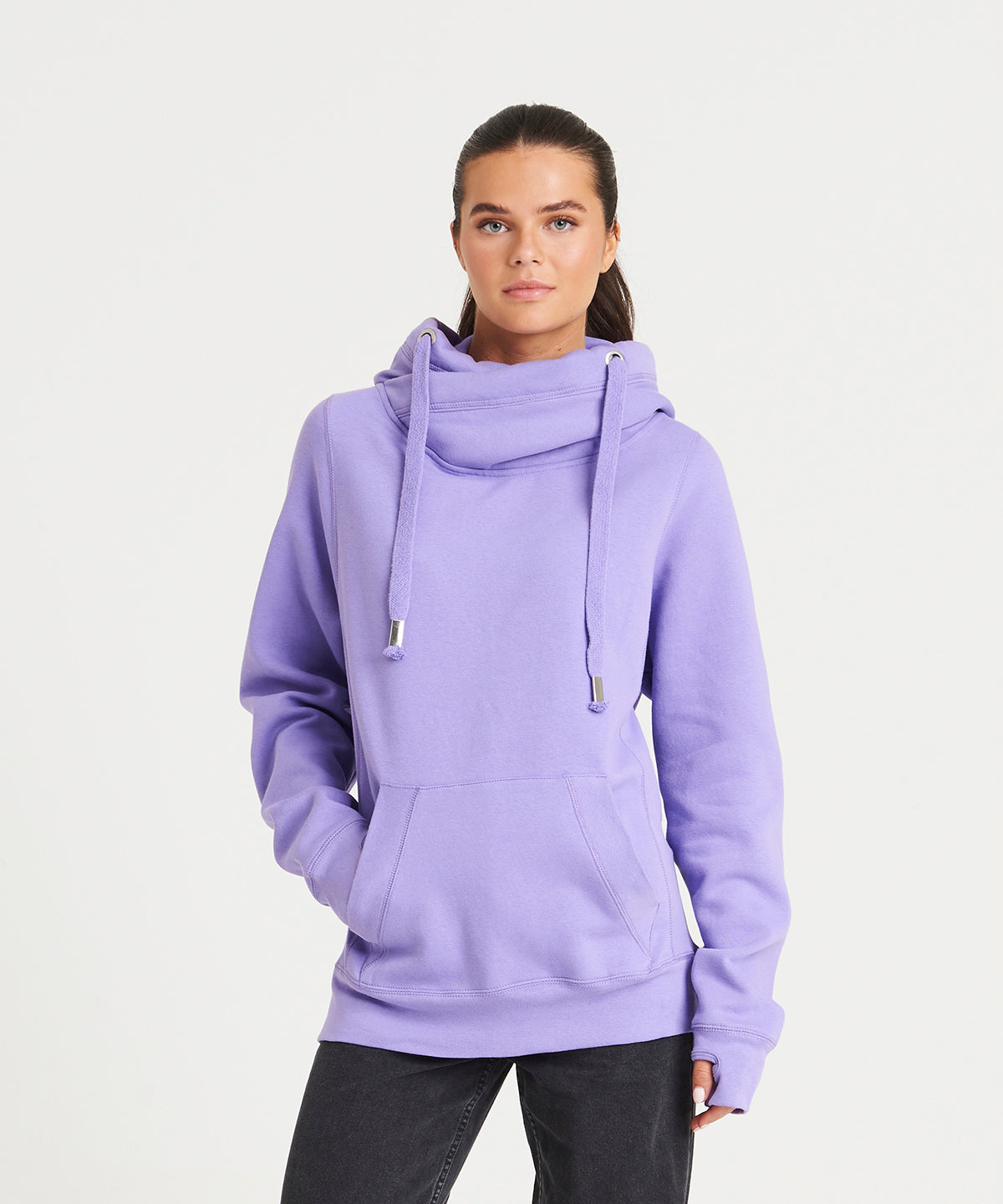 Cross neck hoodie | dusty pink