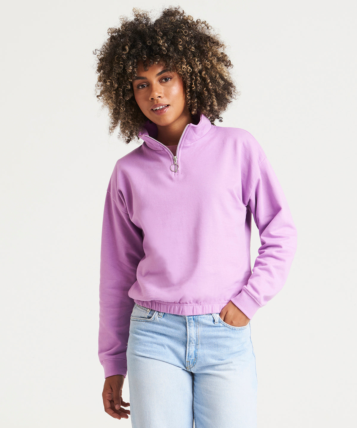 Womens cropped -zip sweat | deep black