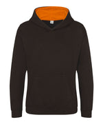 Kids Varsity Hoodie Jet Black/Orange Crush | AWDis Just Hoods