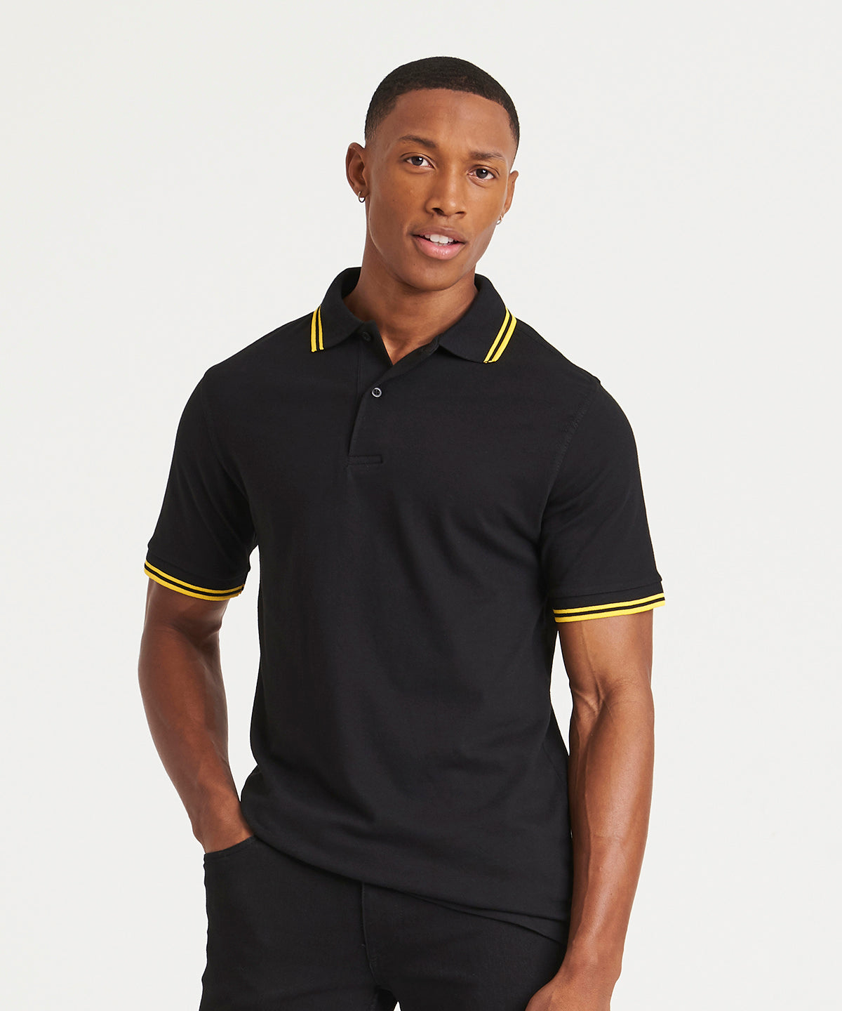 Stretch tipped polo | black/yellow