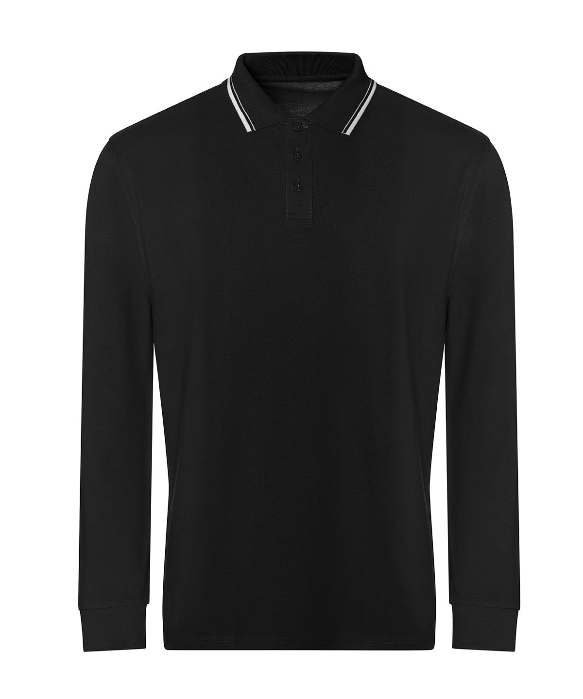 Long sleeve tipped 100 polo | deep black/white