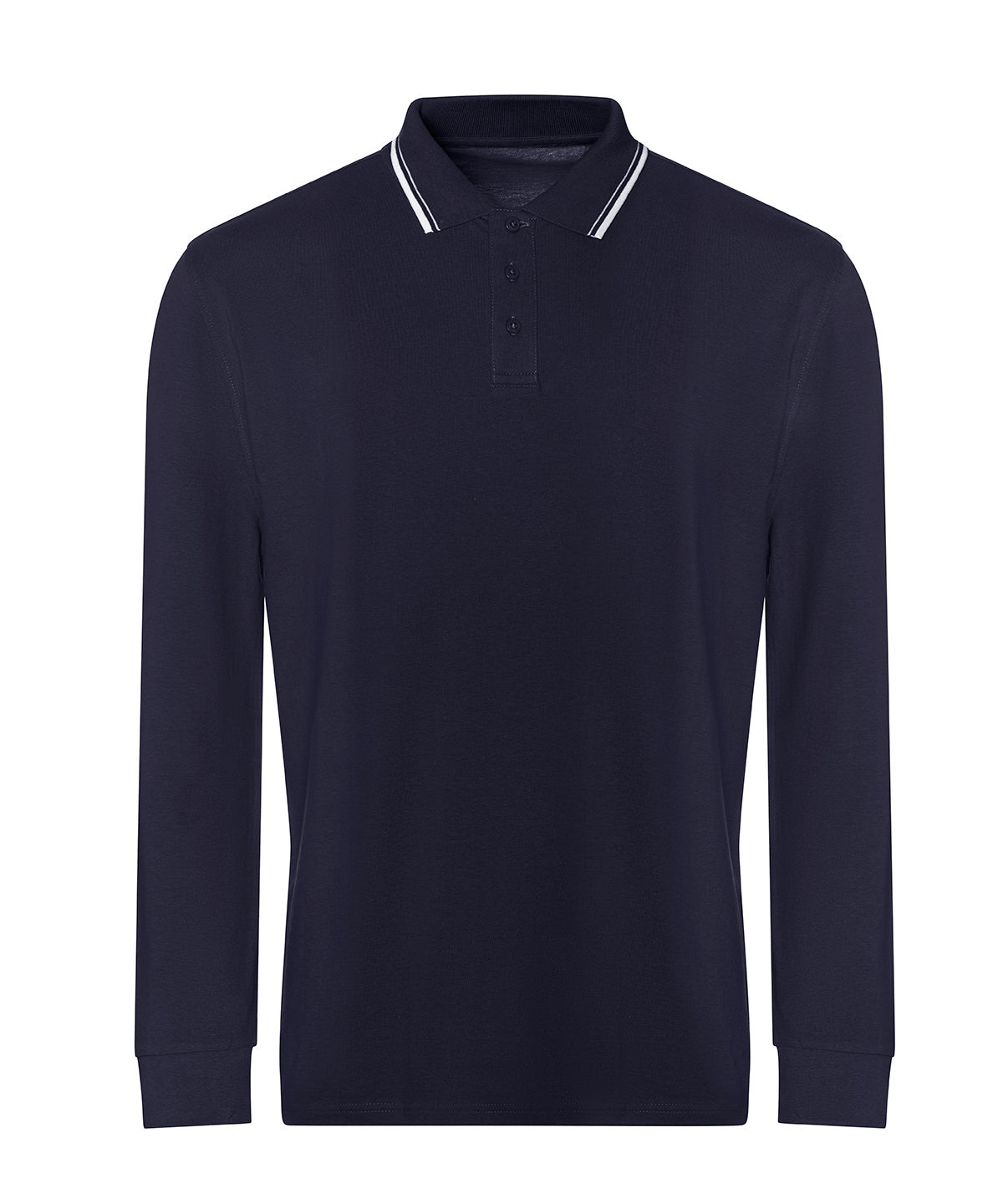 Long sleeve tipped 100 polo | oxford navy/white