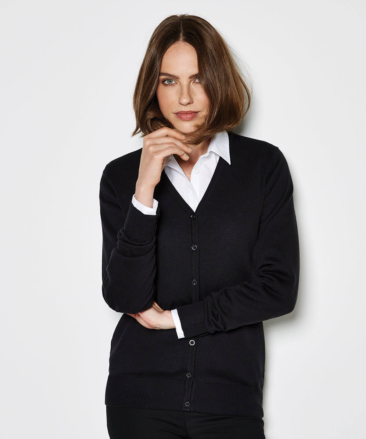 Womens Arundel v-neck cardigan long sleeve (classic fit) | black