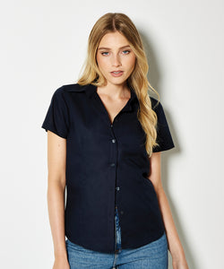 Womens workplace Oxford blouse short-sleeved (tailored fit) | black