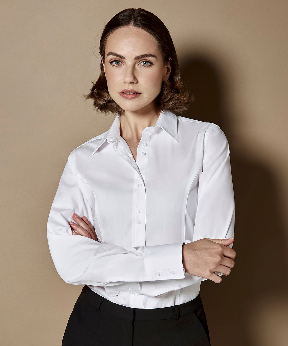 Womens city business blouse long sleeve | white