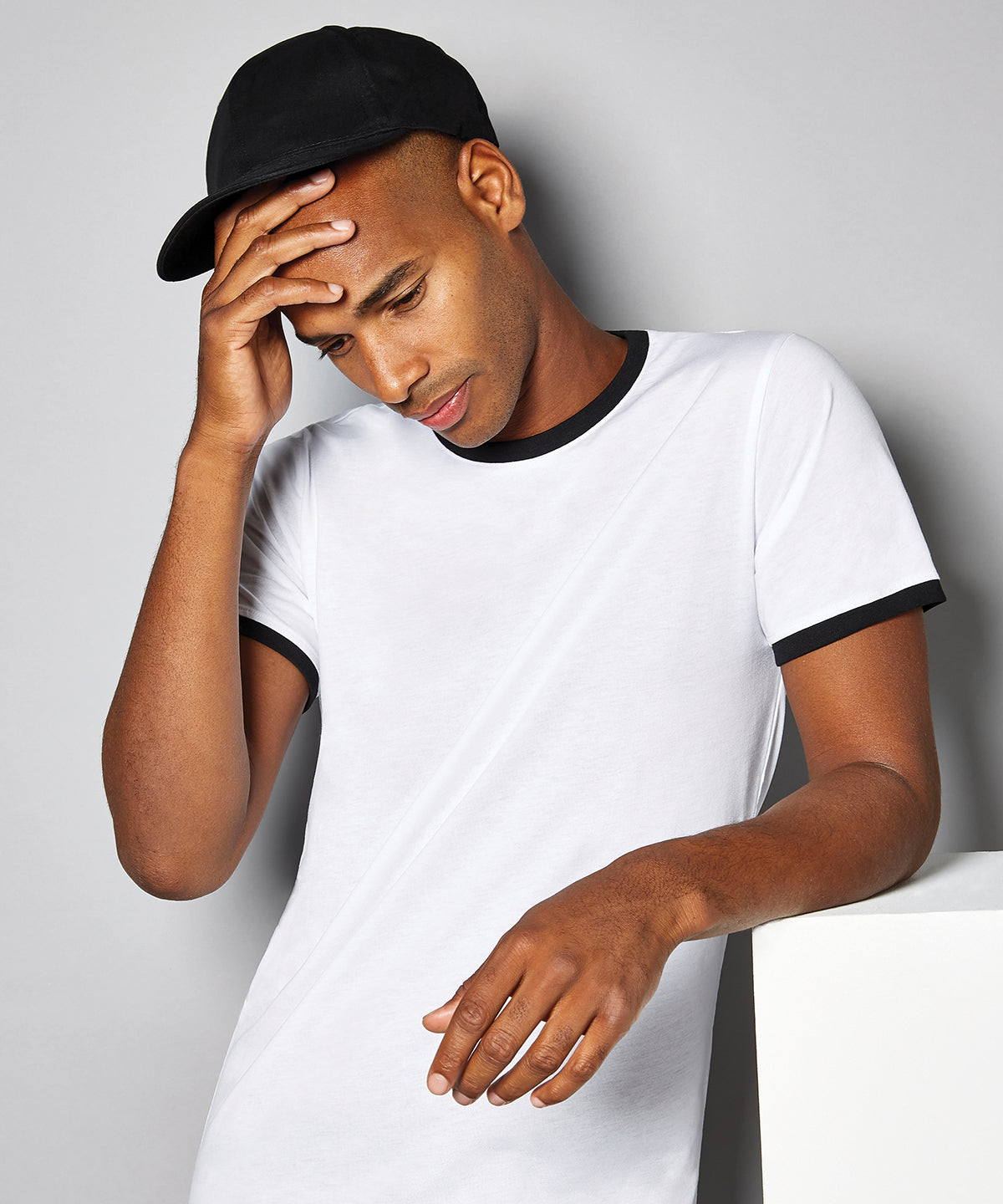 Fashion fit ringer tee | black/white