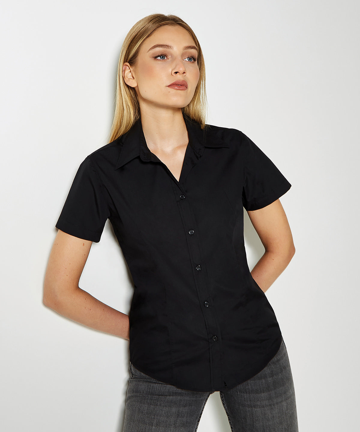 Womens workforce blouse short-sleeved (classic fit) | black