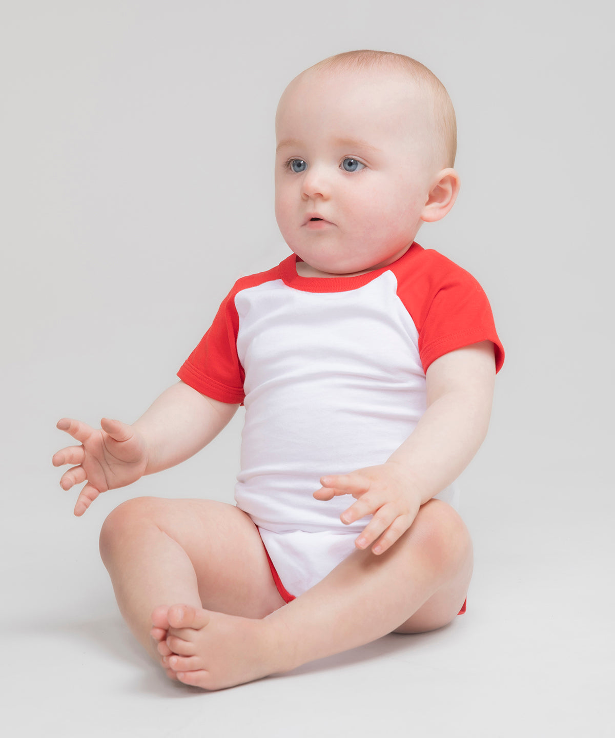 Essential short-sleeved baseball bodysuit | white/red