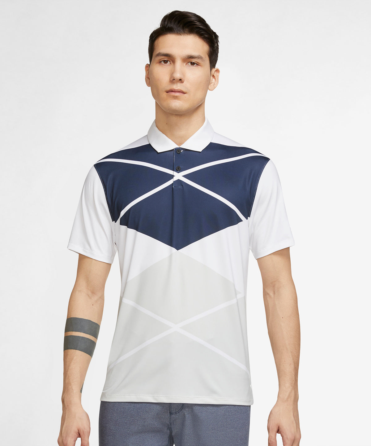 Nike Vapor argyle print polo | white/black