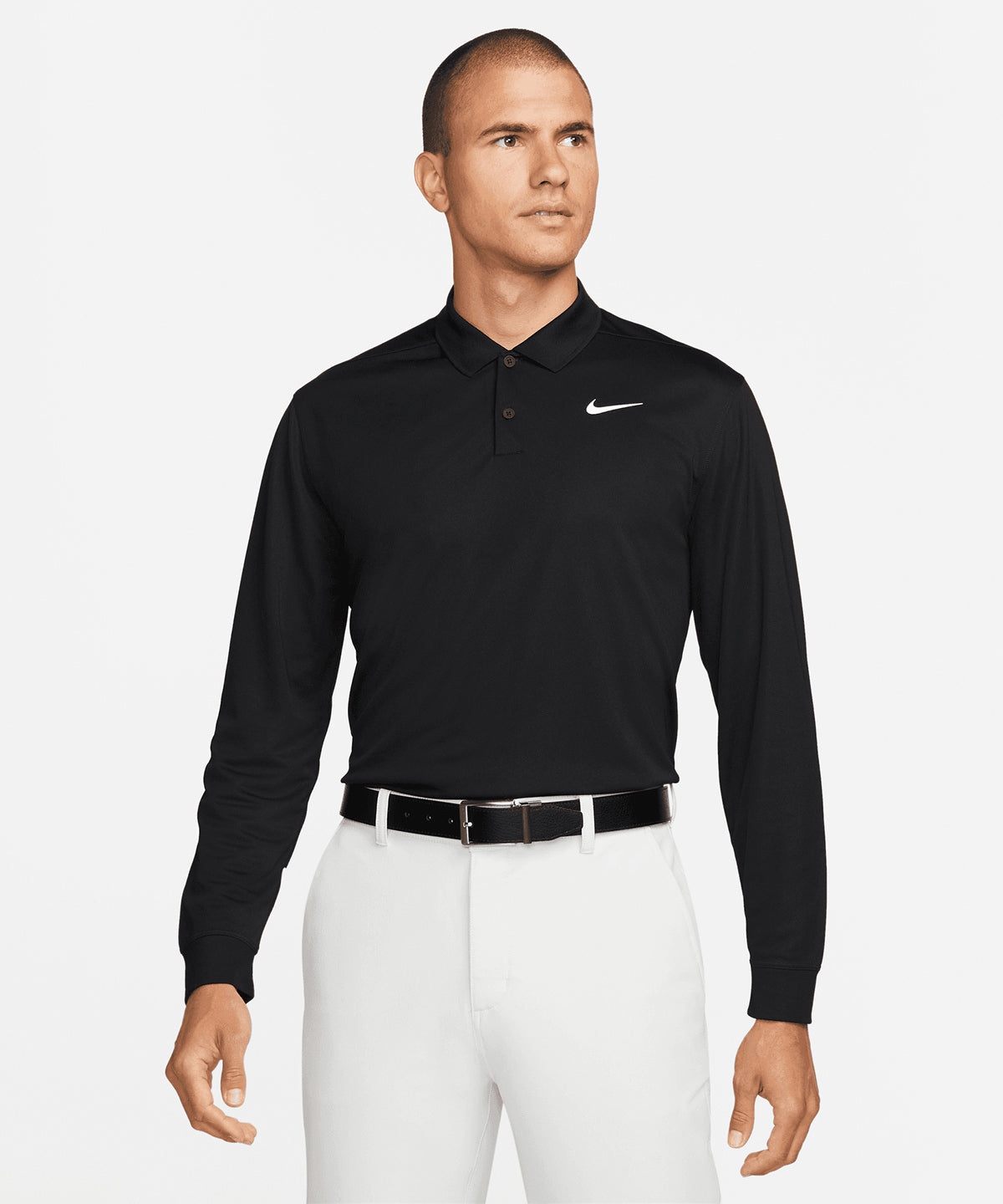 Nike Dri-FIT Victory solid long sleeve polo | black/white