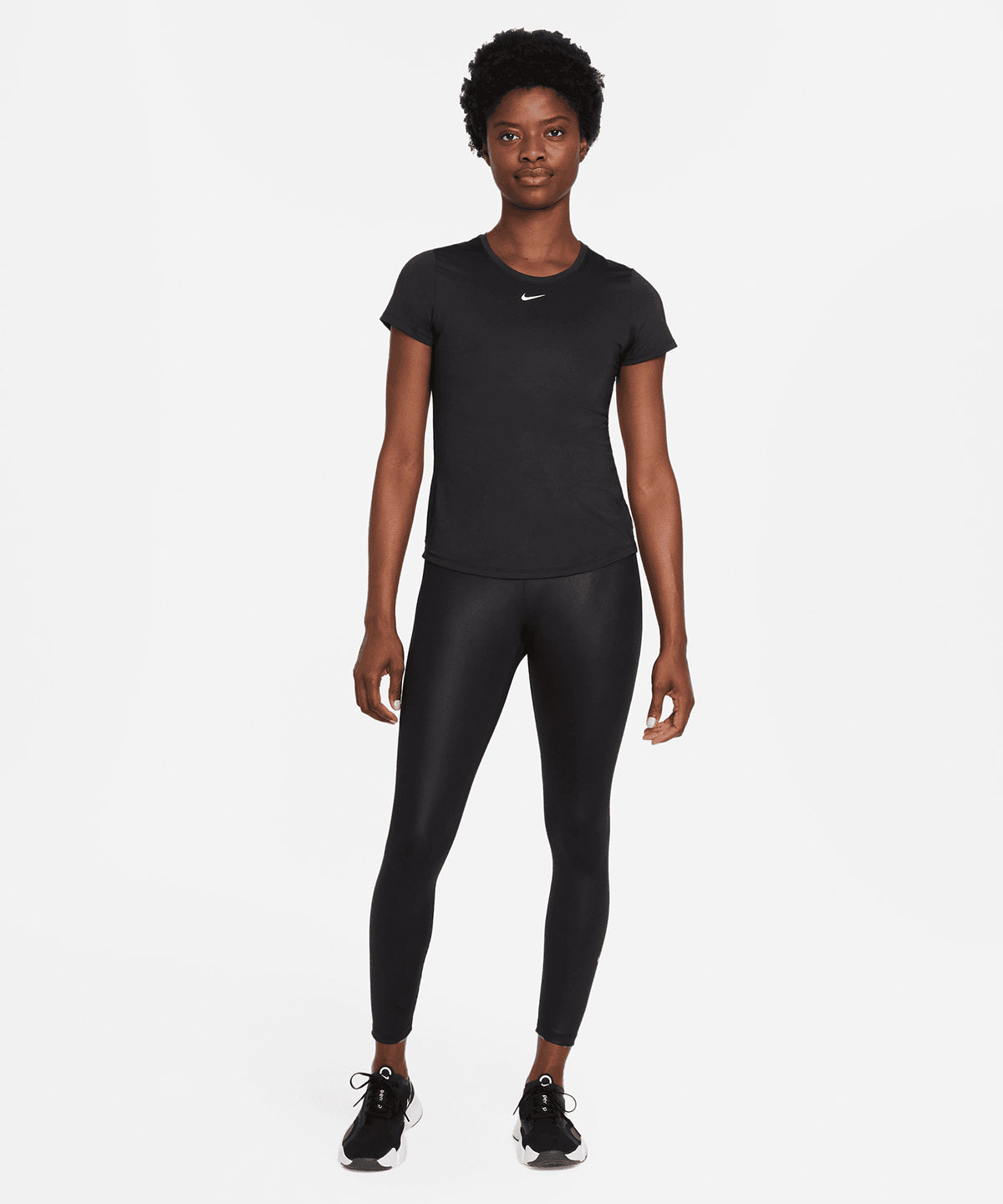 Womens Nike One Dri-FIT short sleeve slim top | black/white