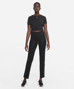Womens Nike One Luxe Dri-FIT short sleeve standard twist top | black/reflective silver