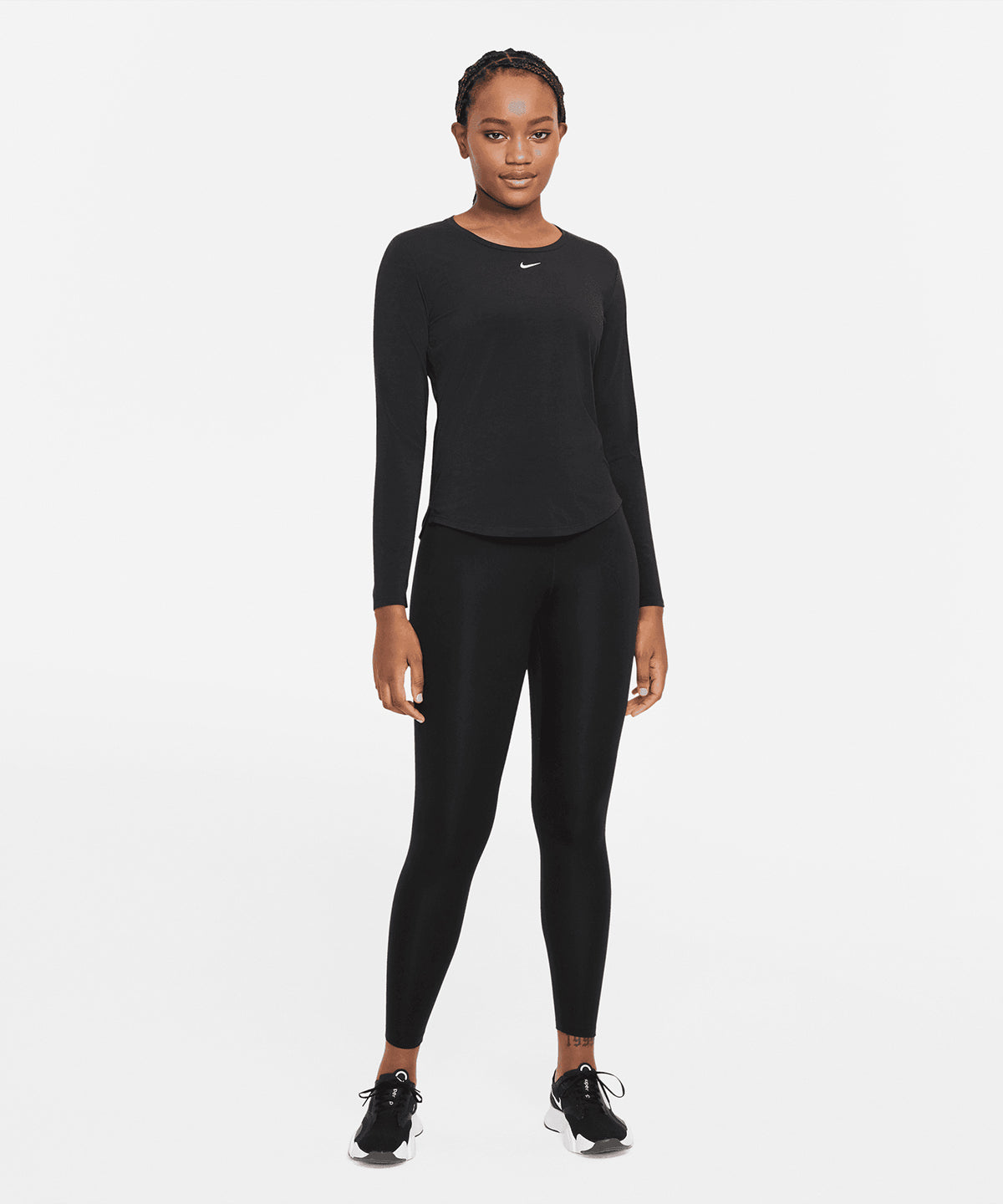 Womens Nike One Luxe Dri-FIT long sleeve standard fit top | black/reflective silver